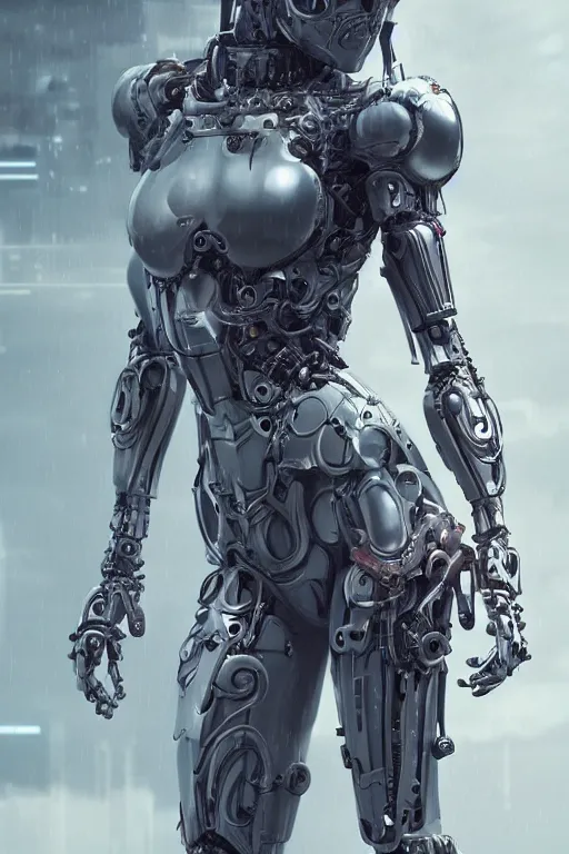 Prompt: ultra realist and ultra intricate detailed soft painting of an armored female with cyber biomechanical spider like body, symmetry features, sensual gloomy style, volumetric clouds, cyberpunk background, artstation, unreal render, depth of field