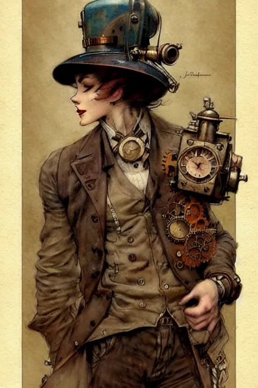 Image similar to (((((1950s steampunk cover art . muted colors.))))) by Jean-Baptiste Monge !!!!!!!!!!!!!!!!!!!!!!!!!!!