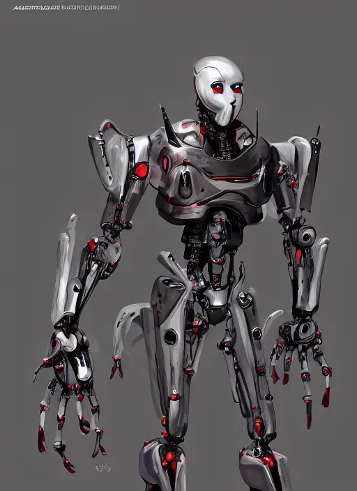 Image similar to anthropomorphic killer robot, concept art, trending on artstation, 8 k