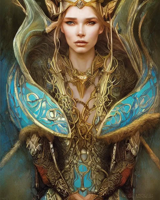 Image similar to a beautiful elf queen by BROM, Edgar Maxence and Ross Tran and Michael Whelan and Jules Bastien-Lepage