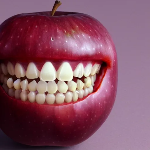 Image similar to apple with teeth