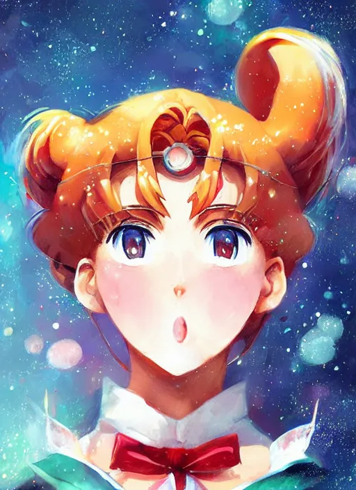 Image similar to by WLOP, By Sailor Moon, pretty face