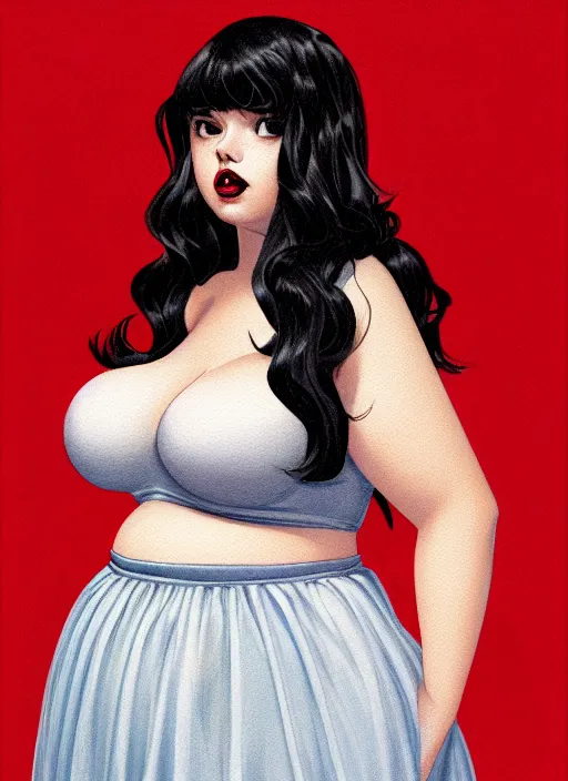 full body portrait of teenage veronica lodge, obese