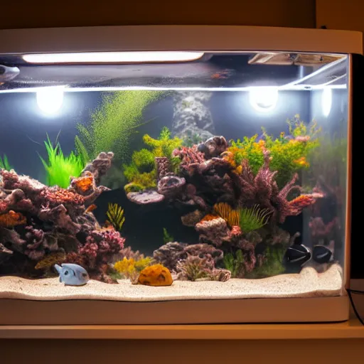 Prompt: a house full of fish tanks, professional photo, professional lighting, trending on artstation, hdr, instagram photo, 8 k