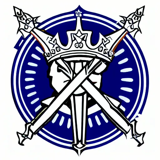 Prompt: bullet with a blue crown logo
