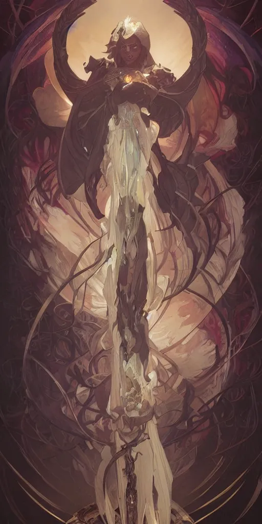 Prompt: soul stealer, game concept by Artgerm and greg rutkowski and alphonse mucha