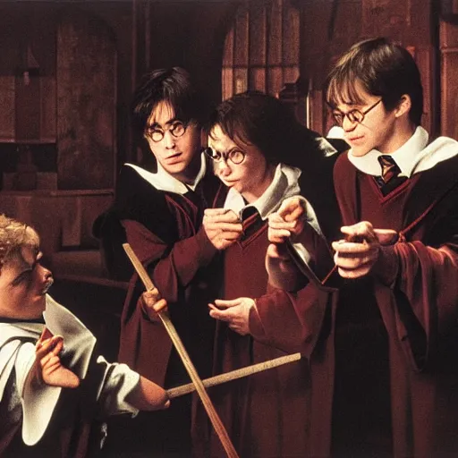 Image similar to a film still of harry potter, artwork by caravaggio