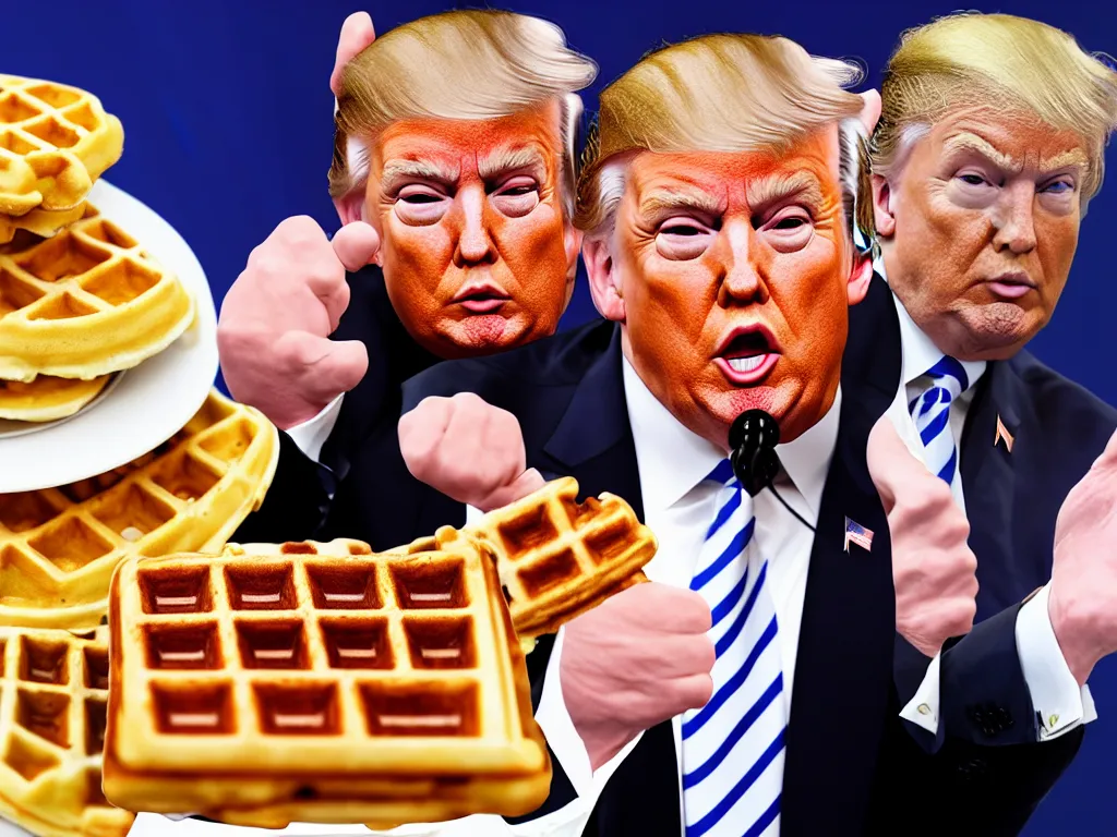 Prompt: donald trump completely confused about what waffles are, High Definition detail, 8K, photograph