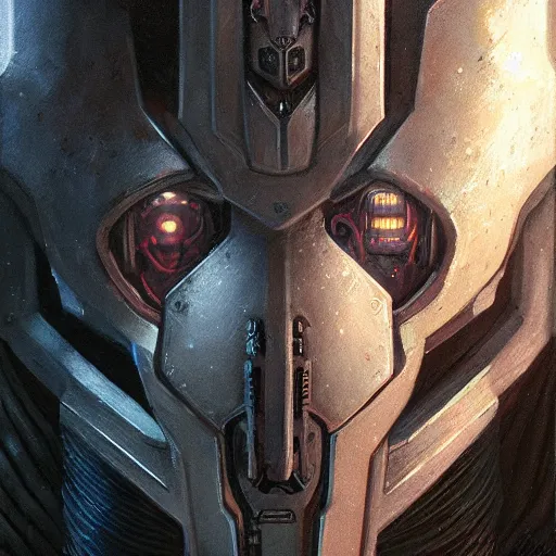 Prompt: the eldritch void knight as a realistic scifi cyberpunk knight, closeup portrait art by donato giancola and greg rutkowski, vintage retro scifi, realistic face, digital art, trending on artstation, symmetry!!