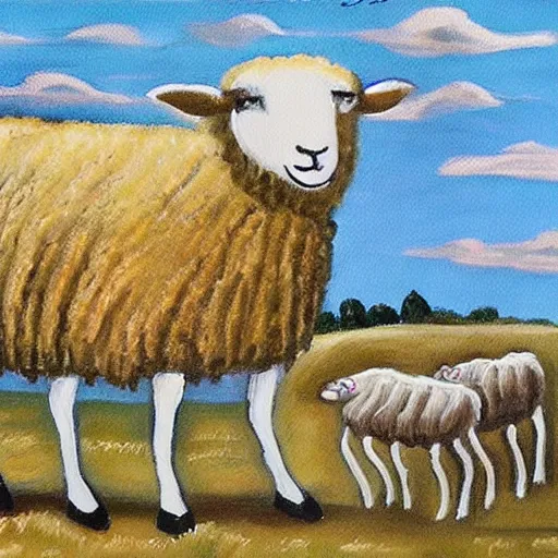 Prompt: “ painting of sheep in ugg boots, by reg mombassa ”