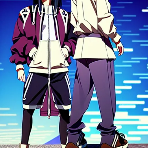 Image similar to a beautiful androgoynous anime boy gravure model, wearing oversized mayan bomber jacket and leotard with overalls, bulky poofy bomber jacket with mayan patterns, aztec street fashion, gapmoe yandere grimdark, trending on pixiv fanbox, painted by greg rutkowski makoto shinkai takashi takeuchi studio ghibli, akihiko yoshida