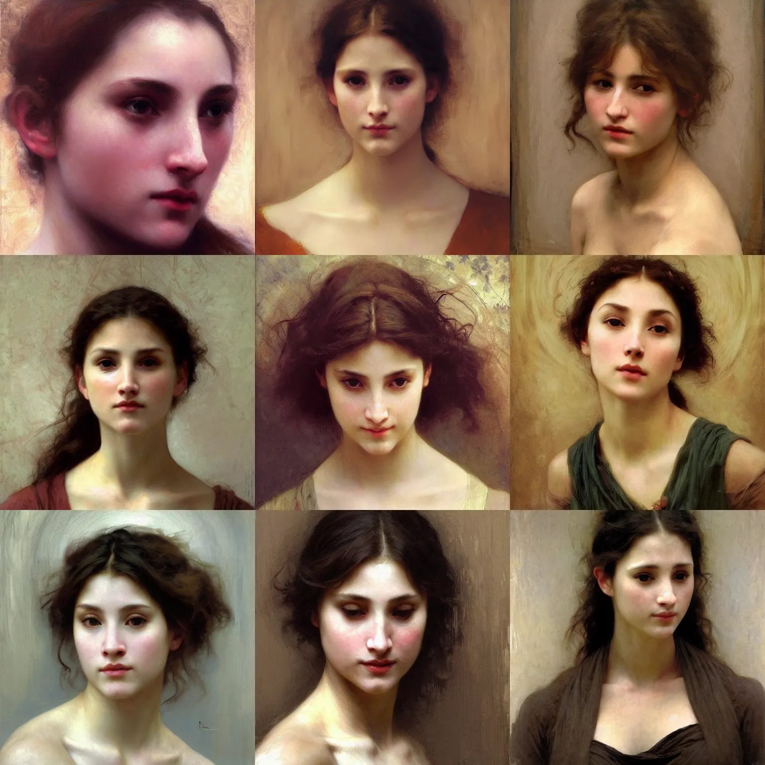 Prompt: finished portrait of a beautiful!!!!!! womans face, by william bouguereau, waterhouse, craig mullins, ruan jia, gustave klimt, beautiful!!!!!!! hands!!!!!!!!!!!!!!!!