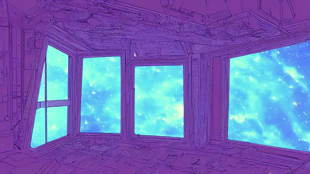 Prompt: window into space, synthstyle, digital art