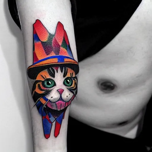 Image similar to clown cat tattoo design