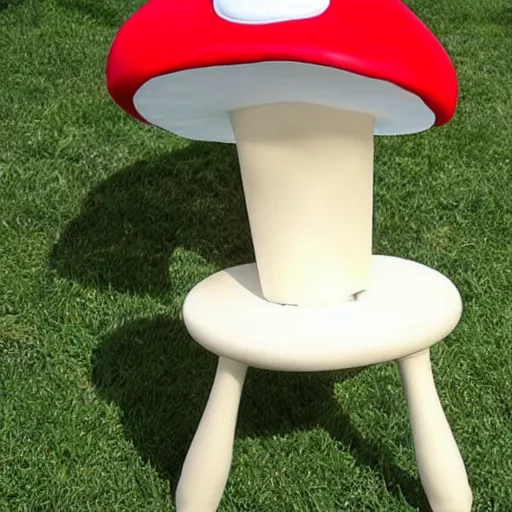 Image similar to a chair in the shape of a toadstool