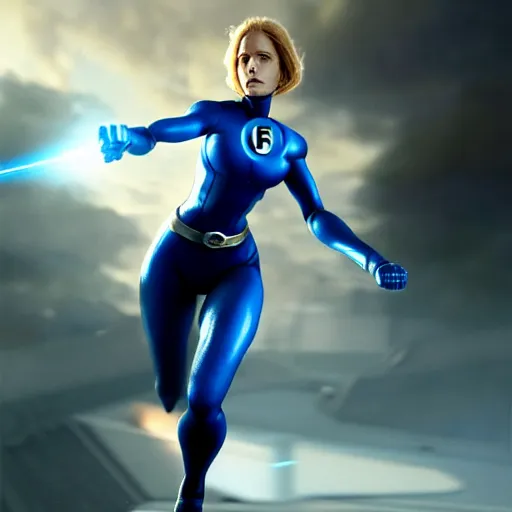 Image similar to a scene of the invisible woman from fantastic four, in the style of greg rutkowski, digital photography, photorealistic, realistic, extreme detail