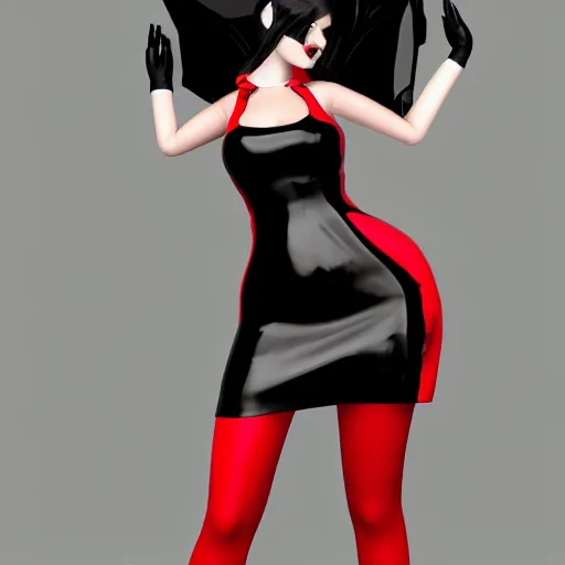 Prompt: a curvy feminine pale goth cutie with a thin waist in an elaborate red-black latex-leather pleated tube dress, cgsociety, photorealistic, sublime-comfy-elegant ambience, 16k, smooth, sharp focus, trending on ArtStation, volumetric lighting, fully clothed, worksafe