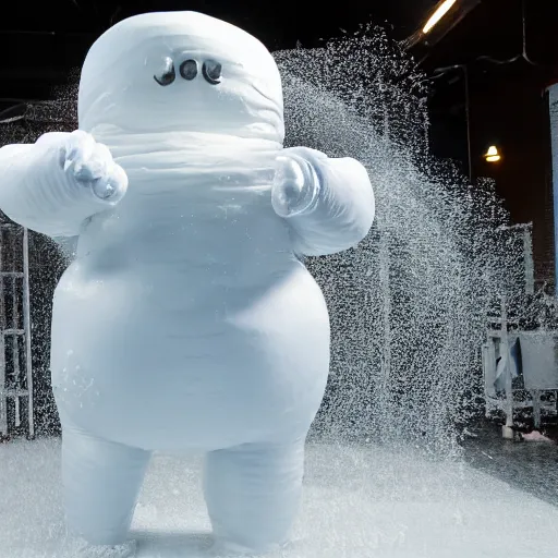 Prompt: the michelin man at a foam party