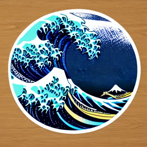 Image similar to the great wave as a sticker - art, svg vector, adobe - illustrator