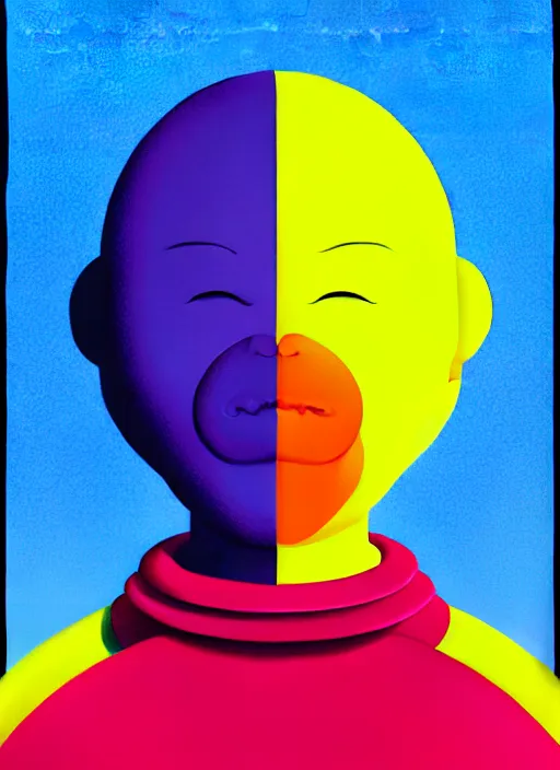 Prompt: person by shusei nagaoka, kaws, david rudnick, airbrush on canvas, pastell colours, cell shaded, 8 k