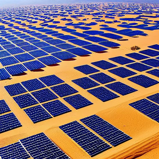 Image similar to award winning national geographic photo of sahara desert covered in huge solar panels