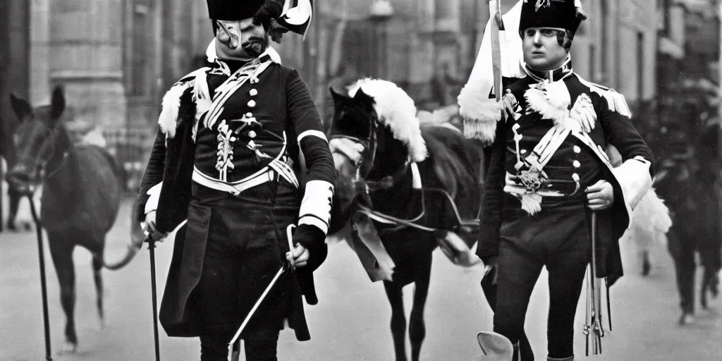 Image similar to very well detailed photo of Napoleon Bonaparte in London, 1960s, 4k detailed, very very well detailed face