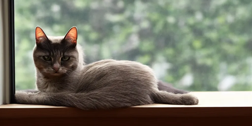 Prompt: cat on a windowsill, raytracing