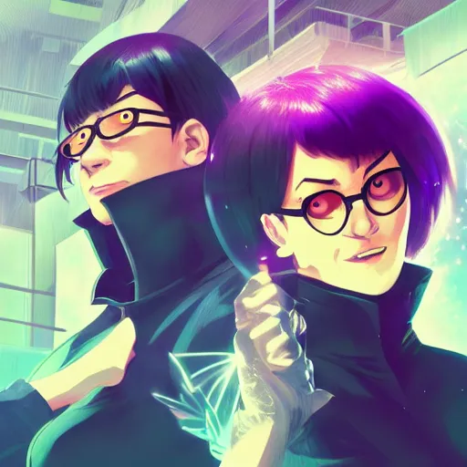 Prompt: The Wachowski Brothers as Neo and Morpheus, ambient lighting, 4k, anime key visual, lois van baarle, ilya kuvshinov, rossdraws, artstation