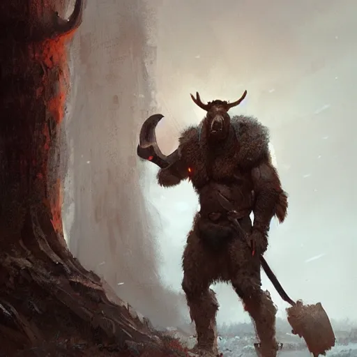 Image similar to anthropomorphic moose barbarian by greg rutkowski