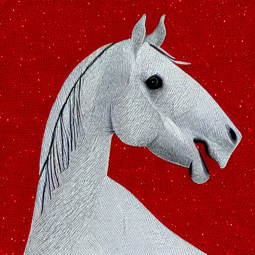 Prompt: horse, drawn with dots, art, minimalist, simple,