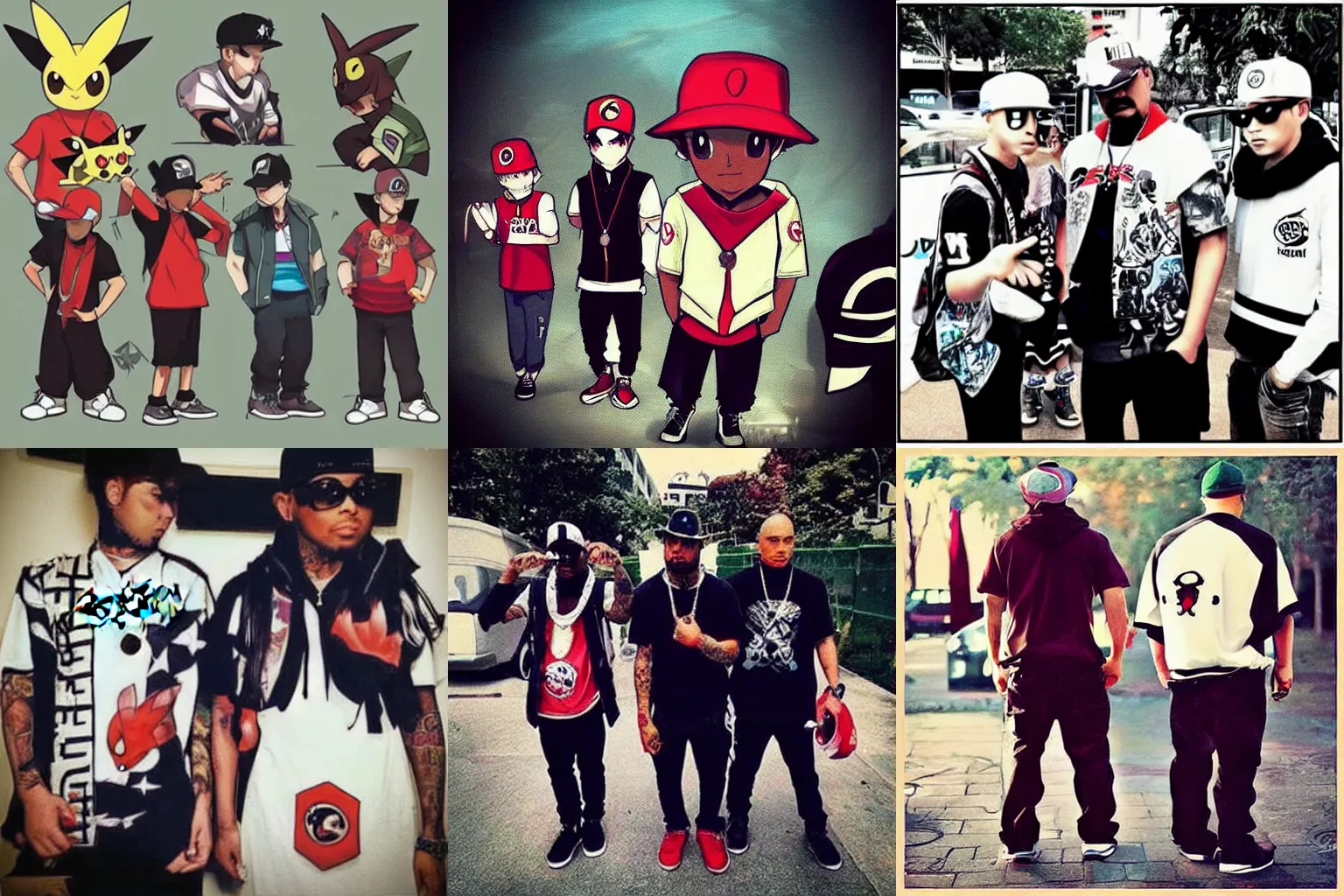 Prompt: “Pokemon trainers dressed as gang members”