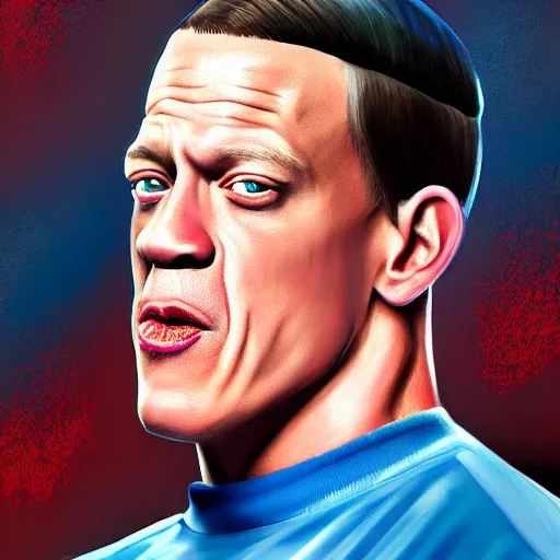 Image similar to the lovechild of john cena and steve buscemi from new jersey, realistic, hyperrealistic, 8 k resolution, hd quality, very detailed, highly detailed, intricate details, real life, real world, trending on artstation, really realistic, very realistic, headshot, head in frame