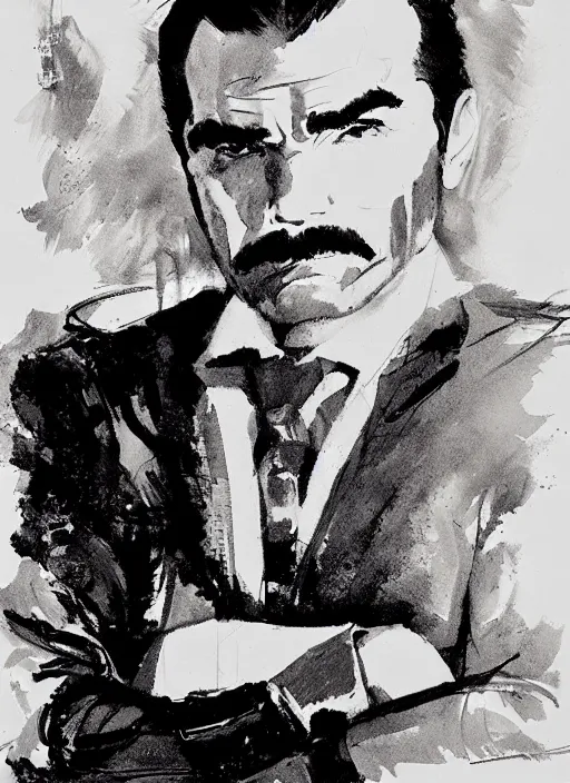 Prompt: Twin Peaks artwork of burt reynolds by George Pratt