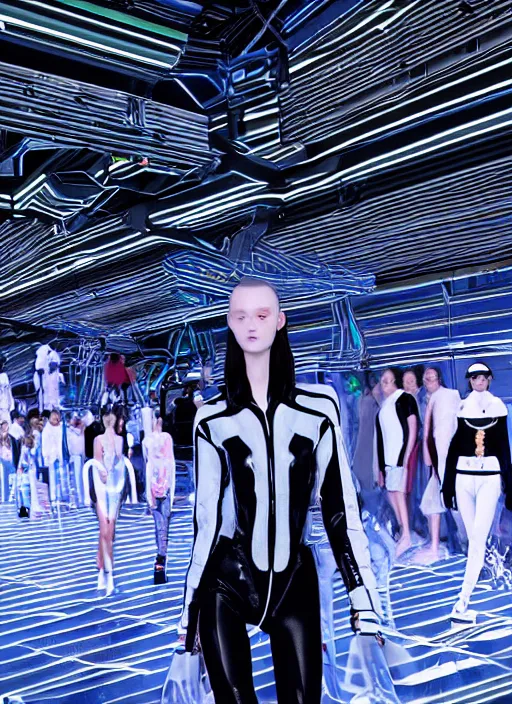 Prompt: hyperrealistic and heavy detailed balenciaga runway show of tron, leica sl 2 5 0 mm, vivid color, high quality, high textured, real life