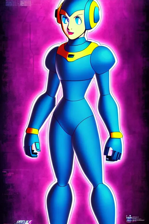 Image similar to Futuristic beautiful female megaman portrait by solarpunk and cyberpunk as a marvel movie poster