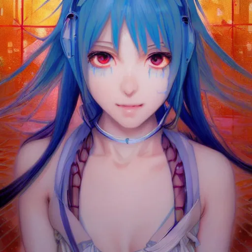 Image similar to clear portrait of anime girl hatsune miku, which is drowned in water, water, light effect, anime style hyper detailed, illustration, bloody, intricate, elegant, digital painting, artstation, smooth, sharp focus, art by artgerm and greg rutkowski and alphonse mucha.