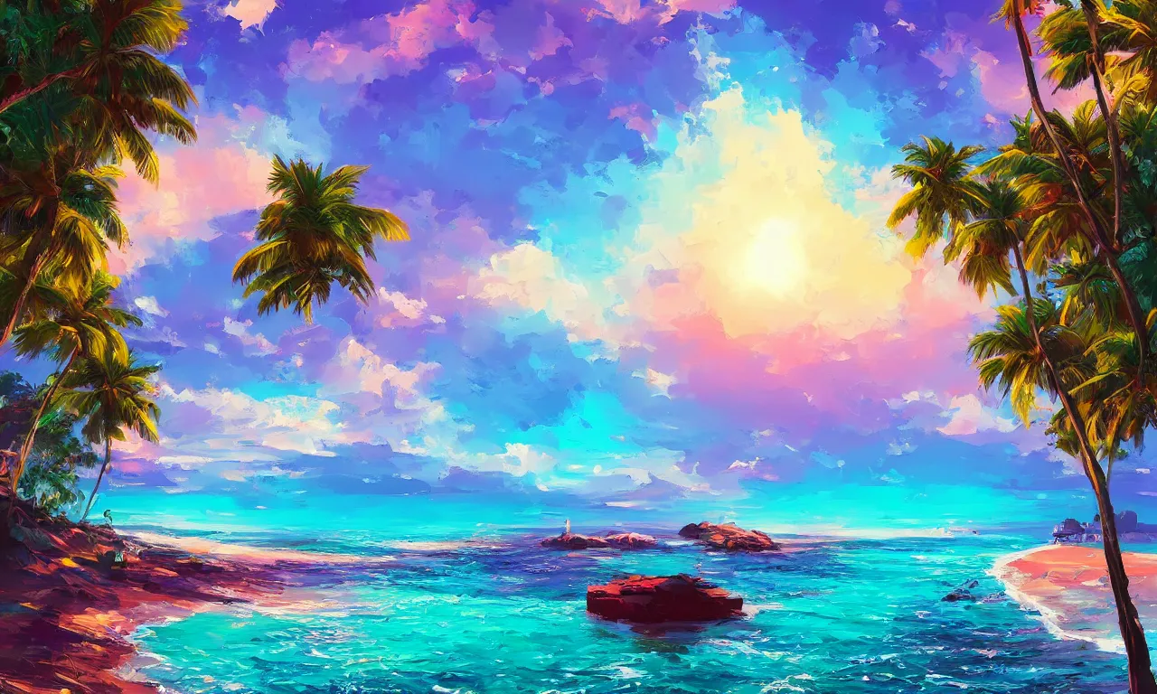 Image similar to paradise beach by alena aenami artworks in 4 k