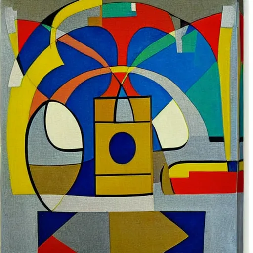 Image similar to abstract art of time based on 1 + 1 = 2 by le corbusier, very detailed flax canvas silk print