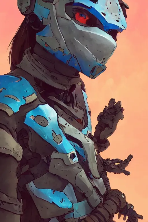 Image similar to combination suit armor aloy horizon forbidden west horizon zero dawn robot ninja mask helmet backpack tribal, art gta 5 comics, official fanart behance hd artstation by jesper ejsing, by rhads, makoto shinkai and lois van baarle, ilya kuvshinov, ossdraws radiating a glowing aura cgi rtx 2 0 2 2