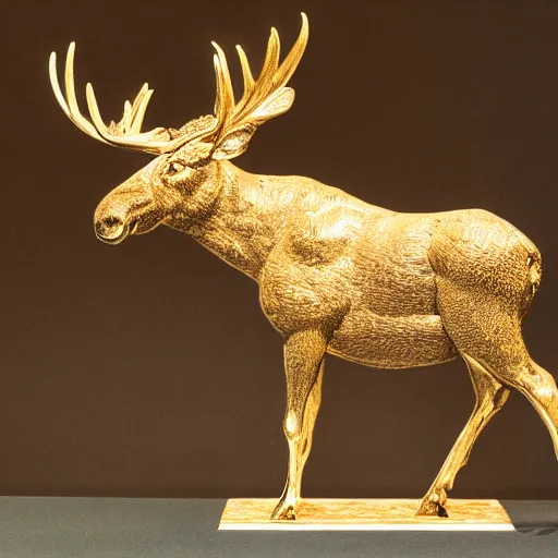 Image similar to an intricate golden model of a swedish moose