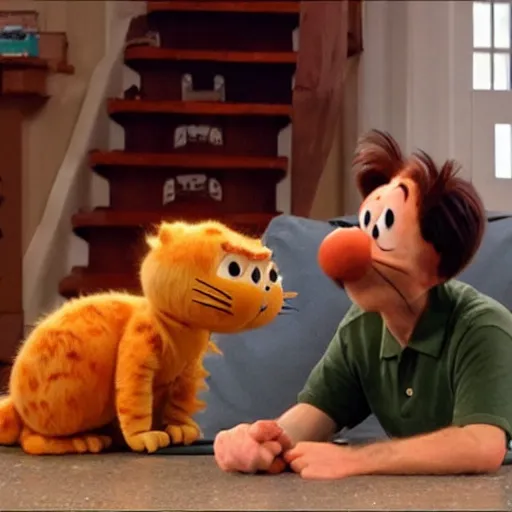 Prompt: Jacksfilms as Garfield, live action photography