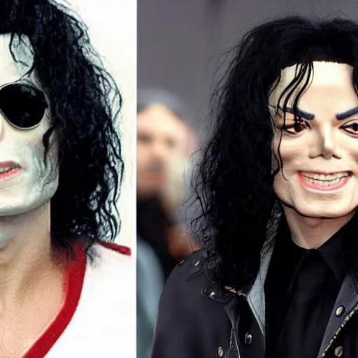 Image similar to Michael Jackson is playing Tommy Wiseau's character in the film The Room