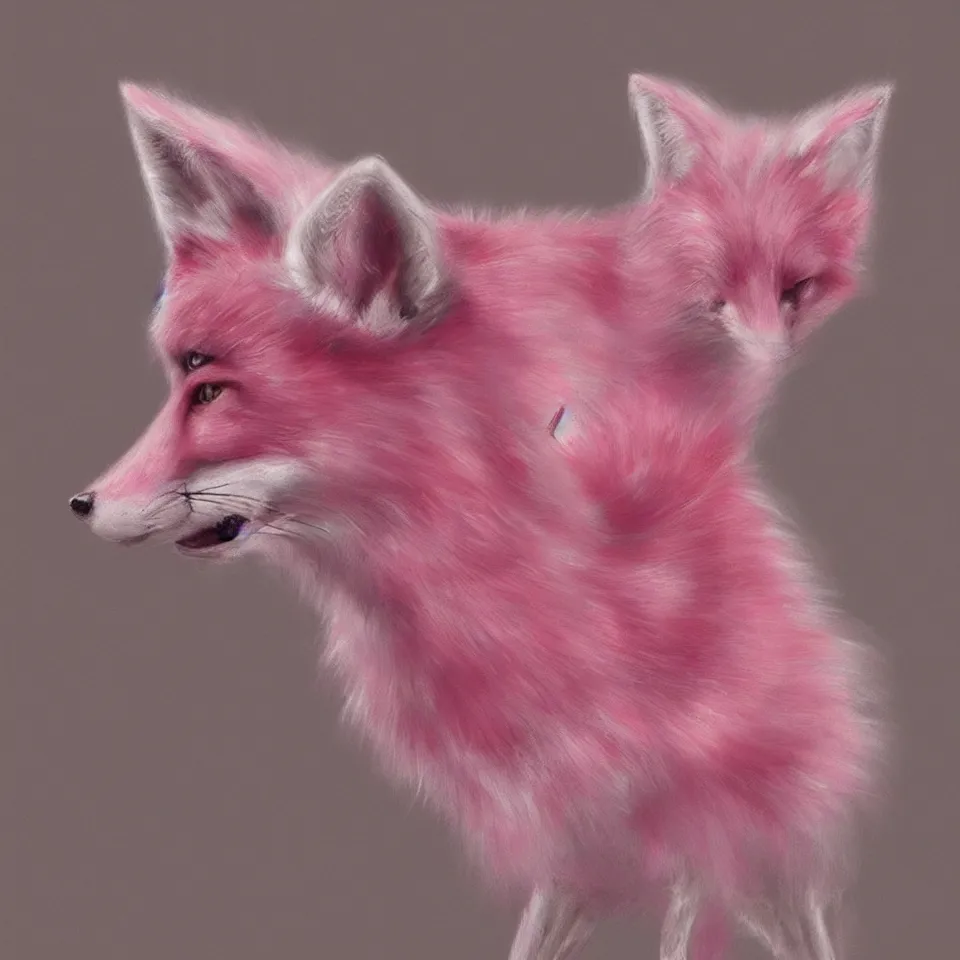 Prompt: pink fox, hyper realistic, 1 6 k, artstation,