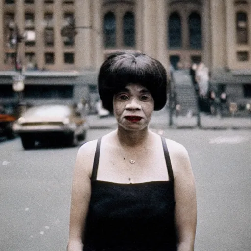 Image similar to medium format film candid portrait of a woman in new york by street photographer, 1 9 6 0 s, depth of field woman portrait featured on unsplash, photographed on colour expired film