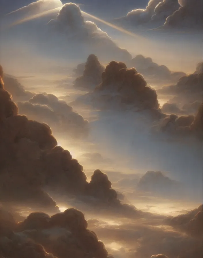 Image similar to Gates of heaven in the clouds by ralph mcquarrie, concept art, ultra realistic, super detailed, photorealistic, cinematographic, epic lighting, religious