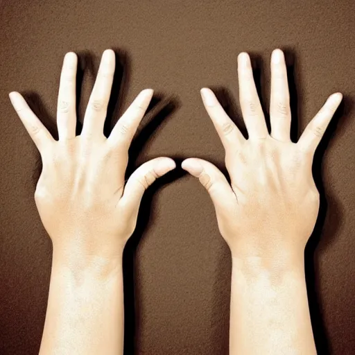 Prompt: photo of a perfectly symmetrical pair!! of hands