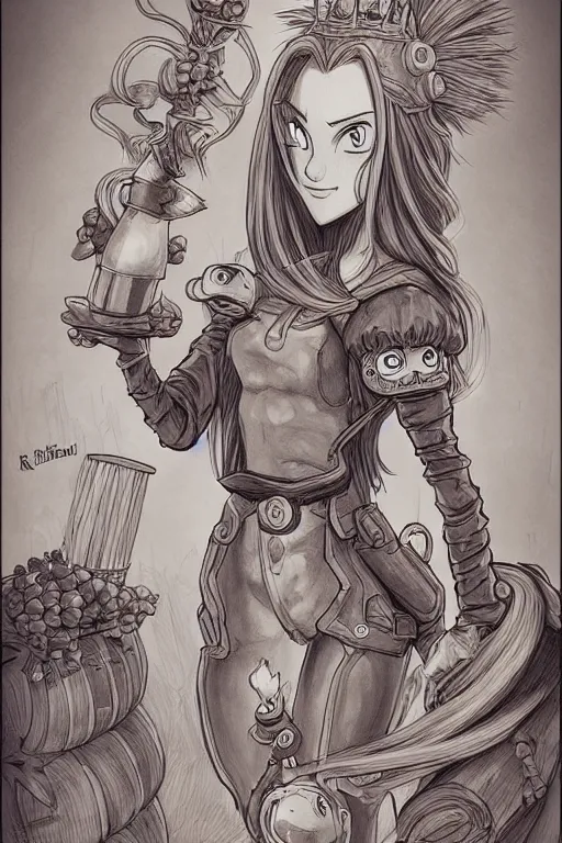 Image similar to fire princess adventure time working in a winery, animation pixar style, by pendleton ward, magali villeneuve, artgerm, rob rey and kentaro miura style, golden ratio, trending on art station