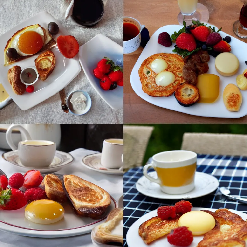 Prompt: a delicious french breakfast