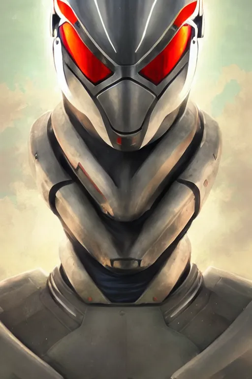 Prompt: portrait of a ultraman with japanese armor and helmet,, symmetrical, art by greg rutkowski, matte painting, trending on artstation