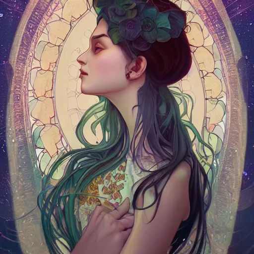 Image similar to a portrait in the style of anna dittmann and ross tran and alphonse mucha.